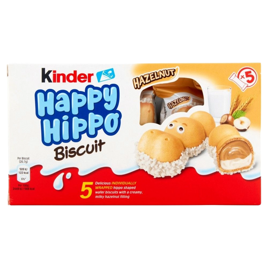 Kinder Happy Hippo Milk Chocolate and Hazelnut Biscuits 5 x 20.7g Kinder Happy Hippo Milk Chocolate and Hazelnut Biscuits 5 x 20.7g