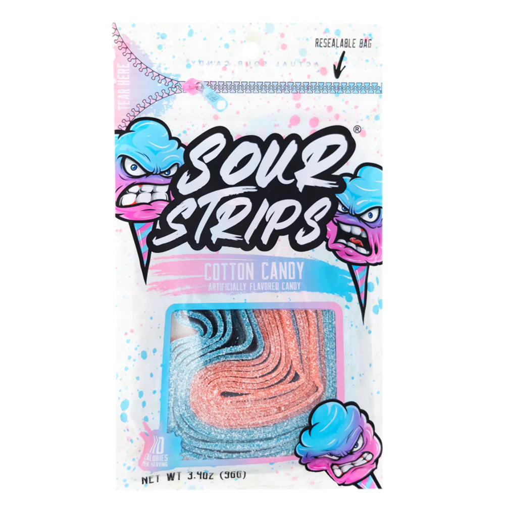 Sour Strips Cotton Candy Flavored Candy 96g