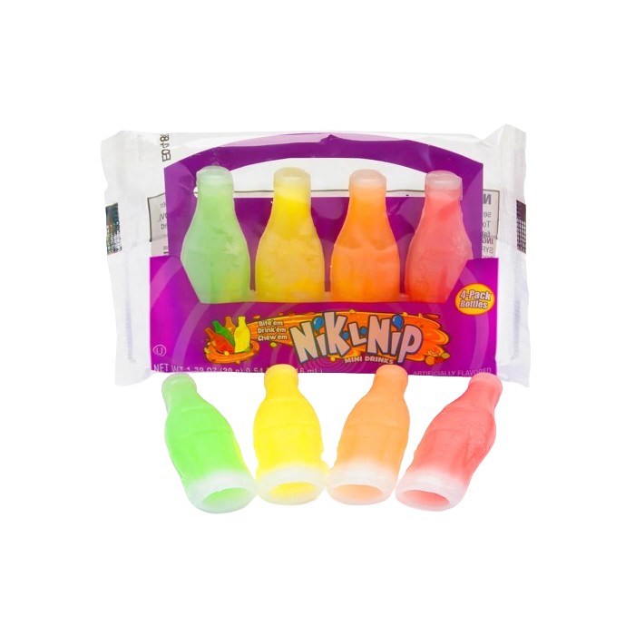 NIK-L-NIP MINI DRINKS WAX BOTTLES 4-PACK