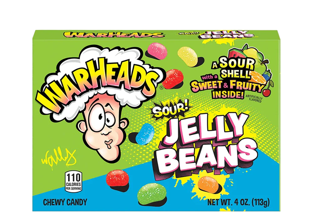 Warhead Sour Jelly Beans, Sweet and Fruity Inside, 113gm