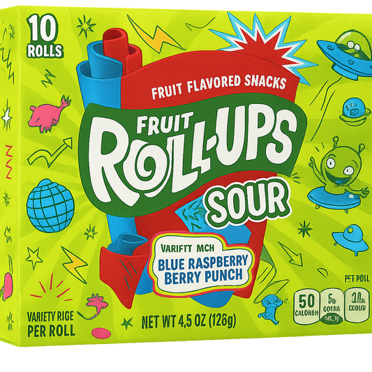 Fruit Roll-Ups Sour – Blue Raspberry & Berry Punch (10 Rolls)