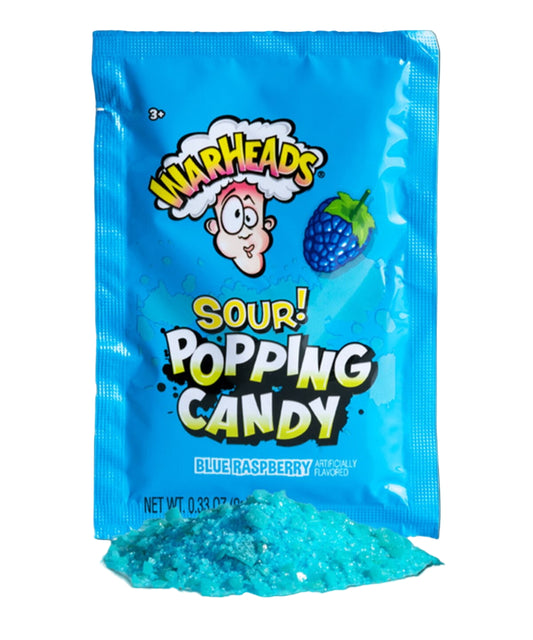 Warheads Sour Blue Raspberry Popping Candy 0.33 oz - Sour Candy that Pops in Your Mouth