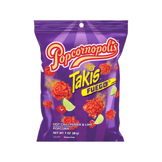 Popcornopolis Fuego Takis 1 oz Bag, Hot Chili Pepper & Lime Popcorn
