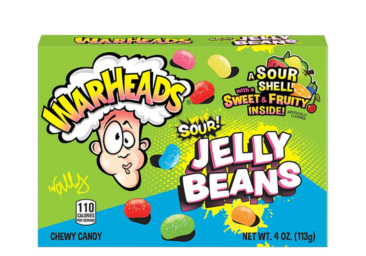 Warhead Sour Jelly Beans, Sweet and Fruity Inside, 113gm