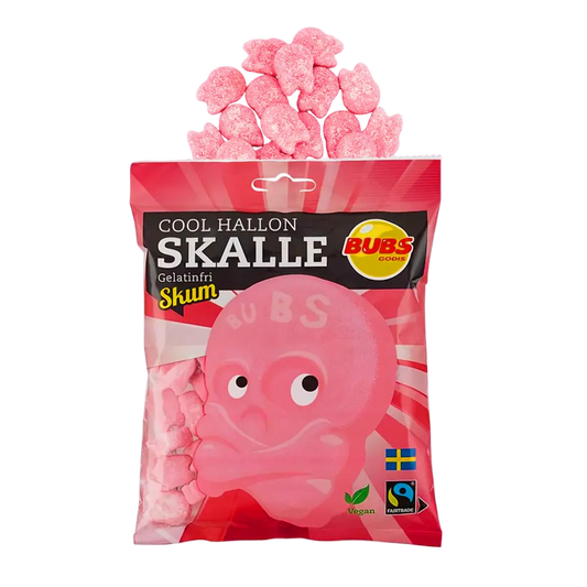 BUBS Godis: Cool Raspberry Foam Skulls (90g) Swedish Candy